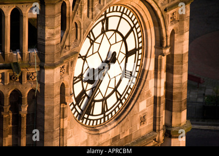 The clock of Rochdale Town Hall Tower by Alfred Waterhouse Lancashire UK close up Stock Photo