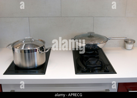 Closeup Of Large Pots On The Stove Chef Cooking At Commercial Kitchen Hot  Job Real Dirty Restaurant Kitchen Stock Photo - Download Image Now - iStock