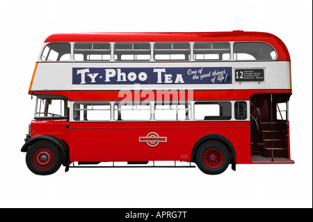 Vintage Red double decker bus isolated on white I also have the same bus available in my galery with no branding on it Stock Photo