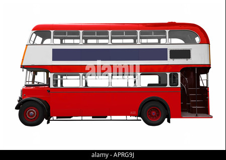 Vintage Red double decker bus isolated on white Stock Photo