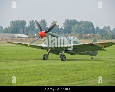 An Irish Air Force 2 seater World War 2 Supermarine Spitfire fighter plane taxi ing at Shoreham Air Display Sussex UK 2006 Stock Photo