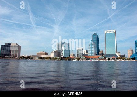 Downtown Jacksonville Florida which is in danger of the rise of the sea level in eastern FL on the Atlantic Ocean Stock Photo