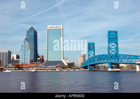 Downtown Jacksonville Florida which is in danger of the rise of the sea level in eastern FL on the Atlantic Ocean Stock Photo