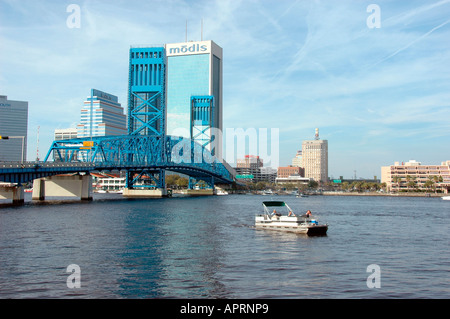 Downtown Jacksonville Florida which is in danger of the rise of the sea level in eastern FL on the Atlantic Ocean Stock Photo