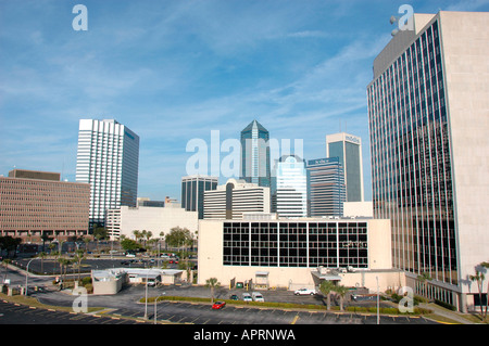 Downtown Jacksonville Florida which is in danger of the rise of the sea level in eastern FL on the Atlantic Ocean Stock Photo