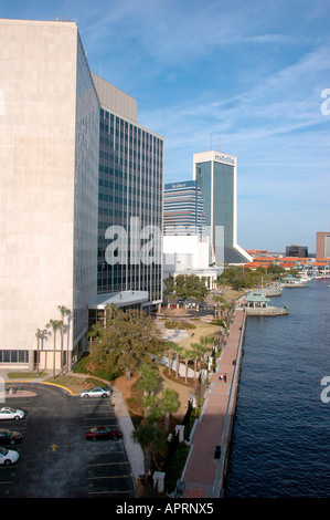 Downtown Jacksonville Florida which is in danger of the rise of the sea level in eastern FL on the Atlantic Ocean Stock Photo