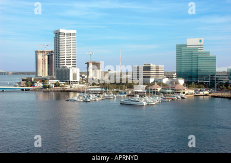 Downtown Jacksonville Florida which is in danger of the rise of the sea level in eastern FL on the Atlantic Ocean Stock Photo