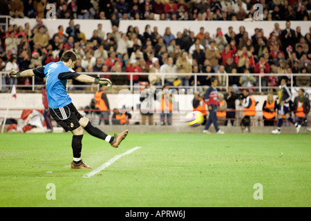 Casillas about to perform a goal kick. Stock Photo