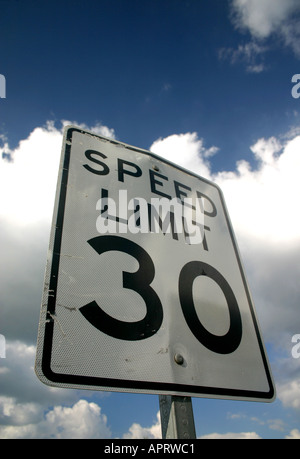 Speed Limit 30 mph warning sign Clearwater Beach Florida United States of America Stock Photo
