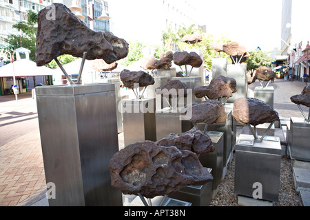 Large Gibeon irons on display in the Namibian capitol of Windhoek Stock Photo