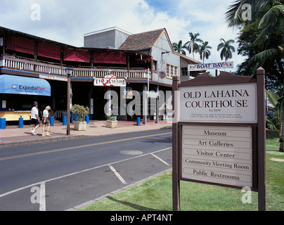 A view of downtown Lahaina a resort town on the west coast of Maui Stock Photo