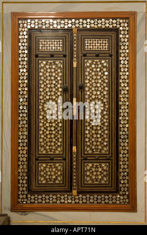 Ornate mother of pearl door in the Haren, Topkapi Palace Museum Istanbul Stock Photo