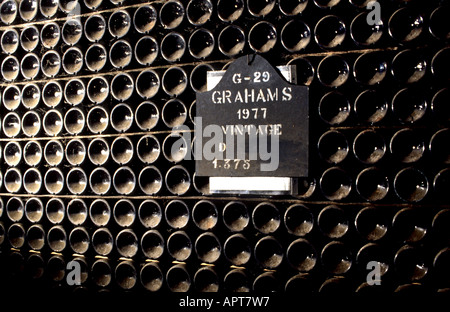 Cockburn Cellar bottle bottles Porto Portugal Portuguese Port vintage winery Douro cask barrel cellar Stock Photo