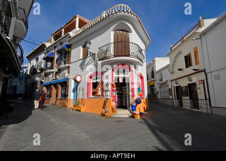 Street scene Nerja Spain Street Almirante Ferrandiz Stock Photo