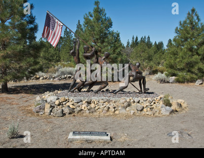 California Siskiyou County near town of Weed Living Memorial Sculpture Garden Labrynth war memorial The Greatest Generation Stock Photo