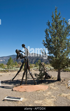 California Siskiyou County near town of Weed Living Memorial Sculpture Garden Labrynth war memorial Coming Home Stock Photo