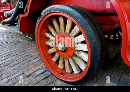 Wooden spoke wheels fire engine 19th century Stock Photo