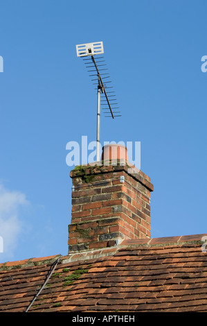 Chimney pot and TV aerials Farnham Surrey Stock Photo