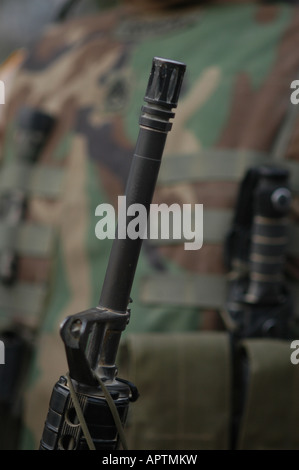 East Afghanistan January 2005 US Army troops based at Khost - close up of gun barrell Stock Photo