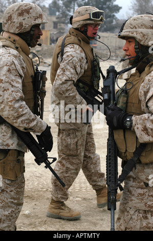 East Afghanistan January 2005 US Army troops based at Khost .Soldiers on patrol. Stock Photo
