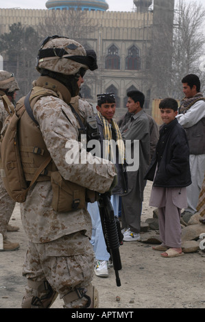 East Afghanistan January 2005 US Army troops based at Khost .Soldier on patrol . Stock Photo