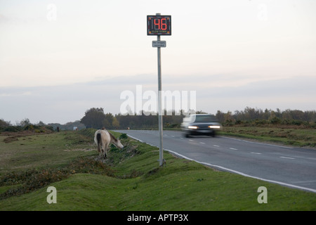 A Speed Indicator Device mounted on a pole Stock Photo