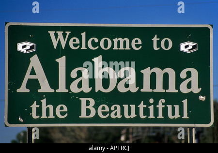 Welcome highway sign Alabama USA Stock Photo