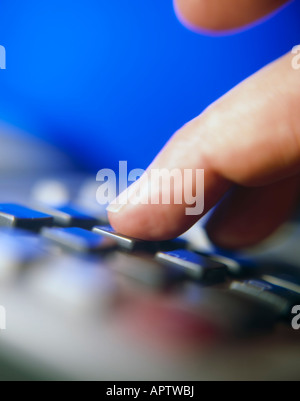 Finger on the button Stock Photo