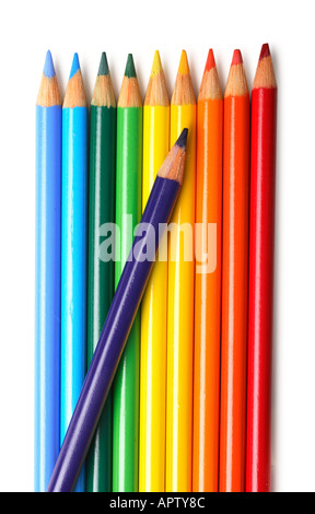 Rainbow colored pencils Stock Photo