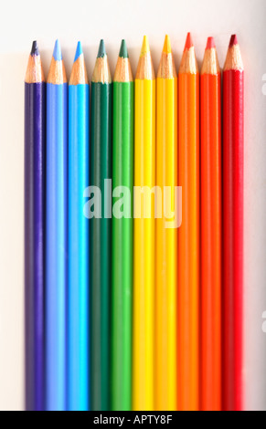 Rainbow colored pencils Stock Photo