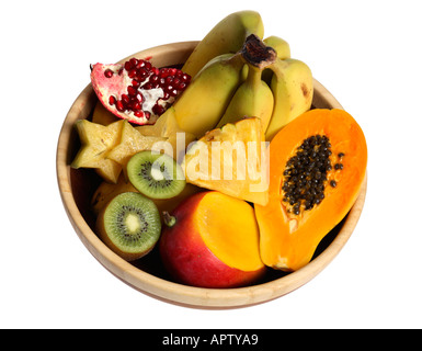 Bowl of Tropical Fruit Stock Photo