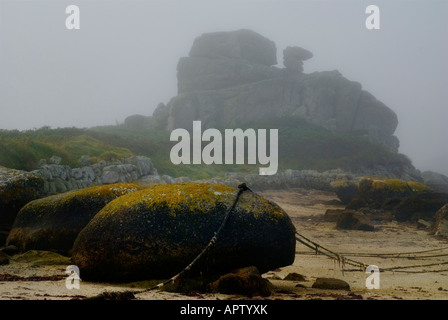 The Loaded Camel Rock at Porth Hellick on St Marys island  Scilly Isles England UK Stock Photo