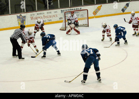 Ice Hockey Tournament action Silver Stick International Hockey playoffs at Port Huron Michigan Stock Photo