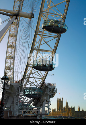 The London Eye and Houses of Parliament Stock Photo