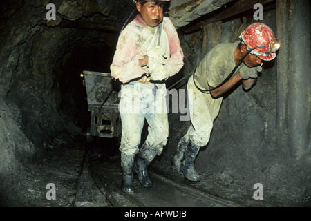 Miners at work in Cerro Rico. Potosi, Bolivia Stock Photo