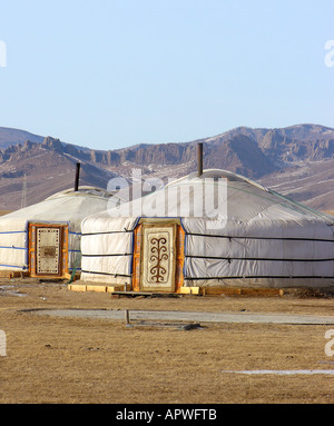 Ger tents Mongolian Steppe just outside Ulaan Baatar Stock Photo - Alamy