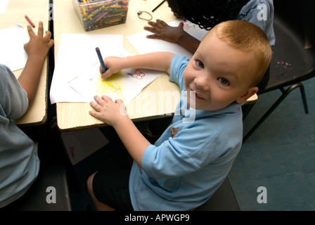 Kids in art class at After School Club, Archbishop Sumner Primary School, Kennington, London, UK. Stock Photo