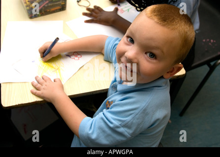 Kids in art class at After School Club Archbishop Sumner Primary School Kennington, London UK. Stock Photo