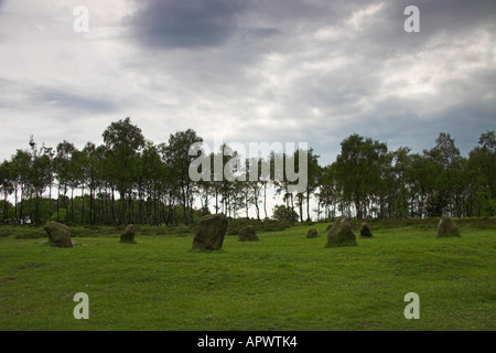 Nine Ladies Stone Circle, Stanton Moor, Peak District National Park, Derbyshire, England Stock Photo