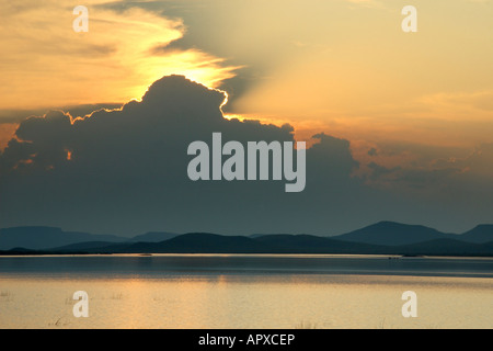 Sunset over Gaborone dam Stock Photo