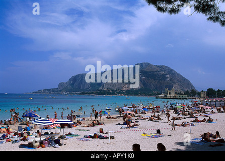 Beach, Mondello, Palermo, Sicily Italy Stock Photo