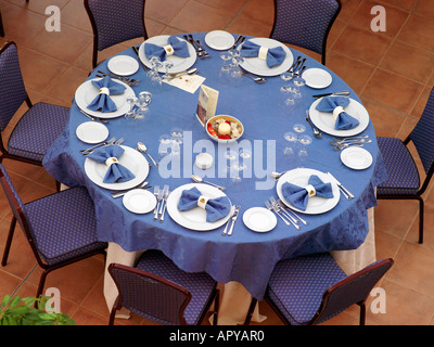 Palermo Sicily Italy Genoardo Park Hotel Table Set for meal Stock Photo