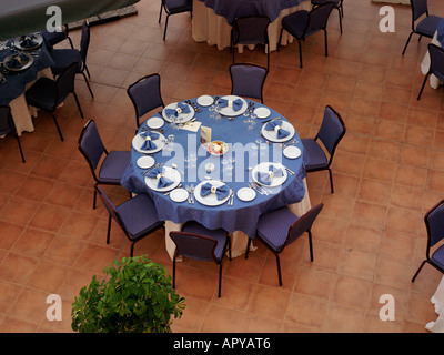 Palermo Sicily Italy Genoardo Park Hotel Table Set for meal Stock Photo