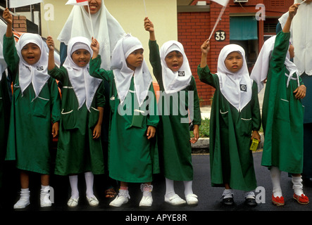 Malay ethnicity, girls, students, schoolchildren, madrasa school, Geylang Serai District, Geylang Serai, Singapore Stock Photo