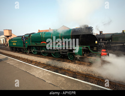 The Southern Railway locomotive No 850, Lord Nelson, at Minehead railway station, West Somerset Stock Photo