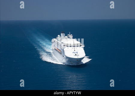 Regal Princess Cruise Ship near Cape Tribulation Great Barrier Reef North Queensland Australia aerial Stock Photo