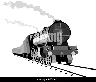 Mascot icon illustration of a vintage steam locomotive or train speeding in  full speed coming up the viewer on isolated background in retro style Stock  Vector Image & Art - Alamy