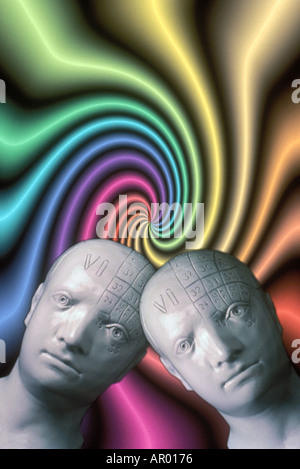 Two heads leaning together Stock Photo