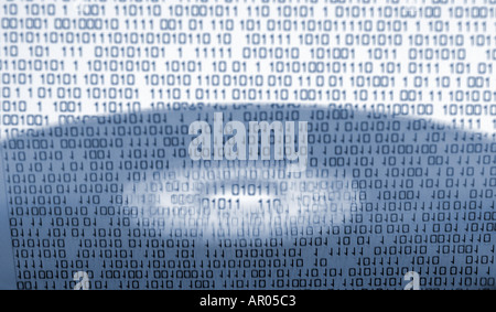 Digital information binary code with dramatic lighting Stock Photo