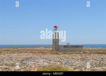 Old lighthouse of the fort fortaleza de sagres a national monument on the plateau ponta de sagres 49 meters over the sea level Stock Photo